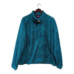 Lilly Pulitzer Skipper Sherpa Popover 1/2 Zip Womens Turquoise Fleece Size XXL